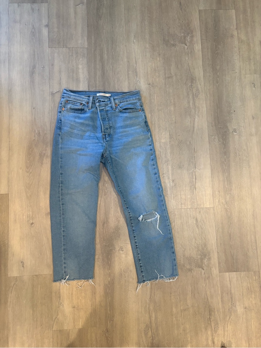 Levi's Light Blue Distressed Cropped Jeans